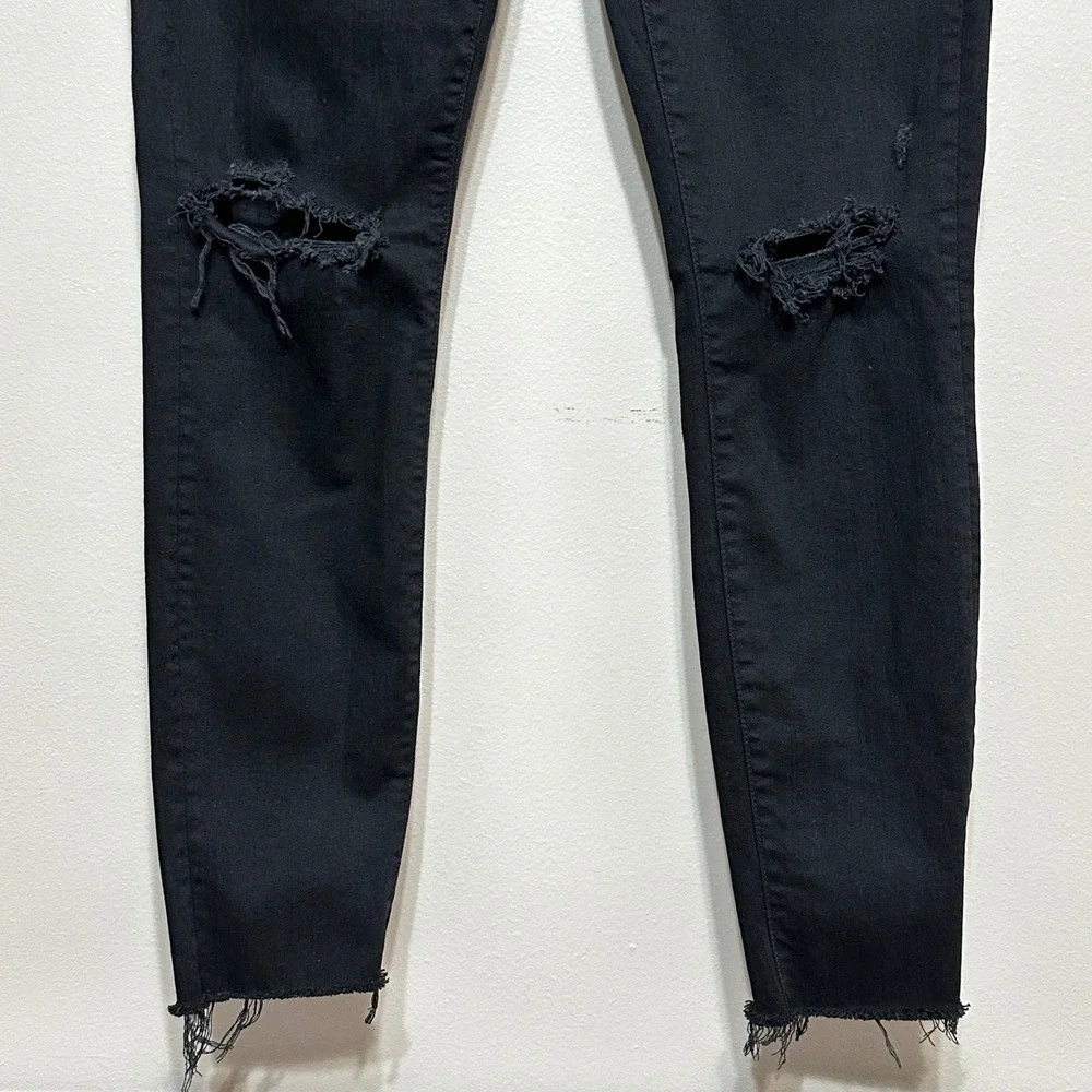 MOTHER Looker‎ Ankle Fray Jeans Black Guilty as Sin Women's Size 29 Distressed